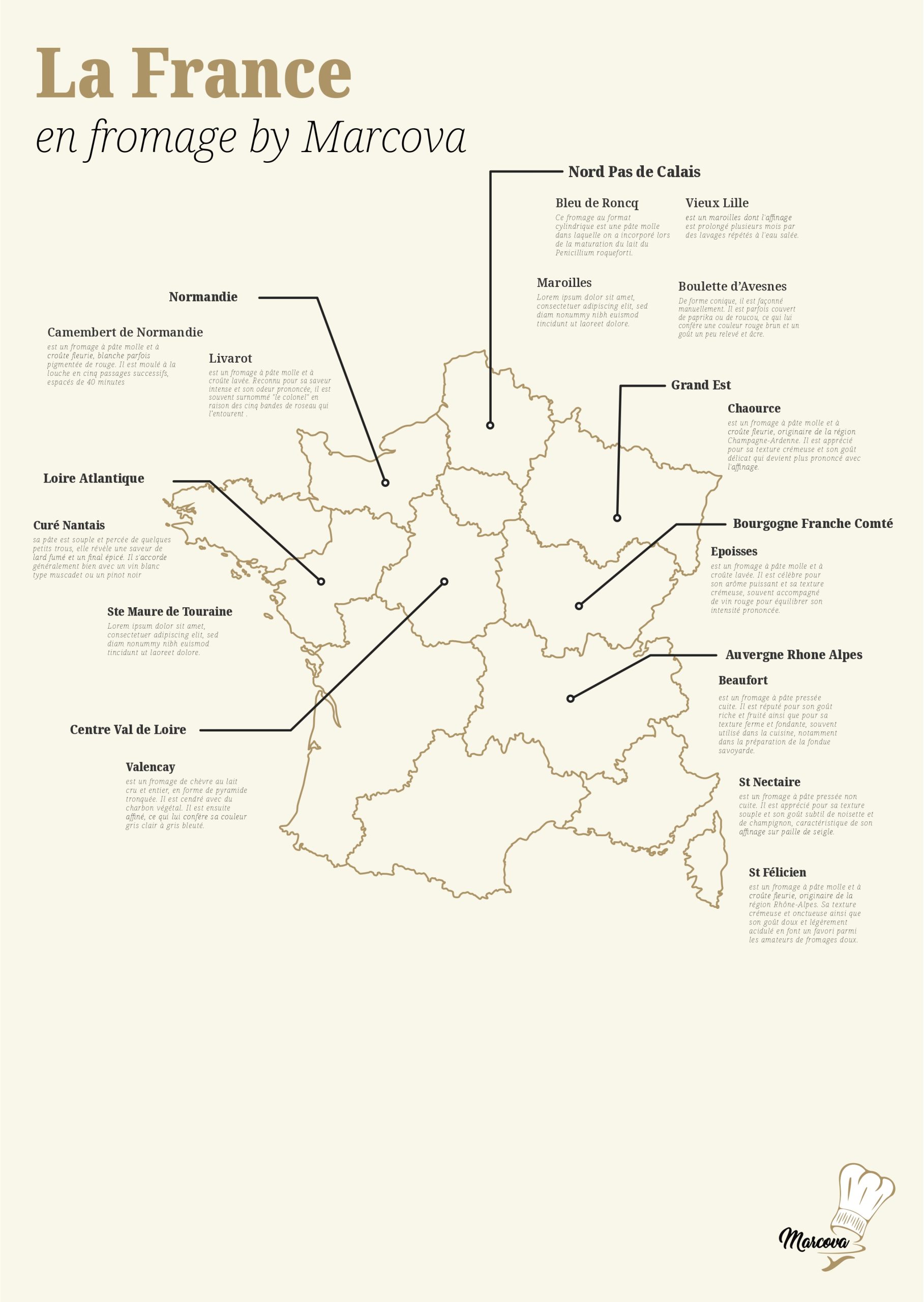 Affiche illustrée « La France en fromage »